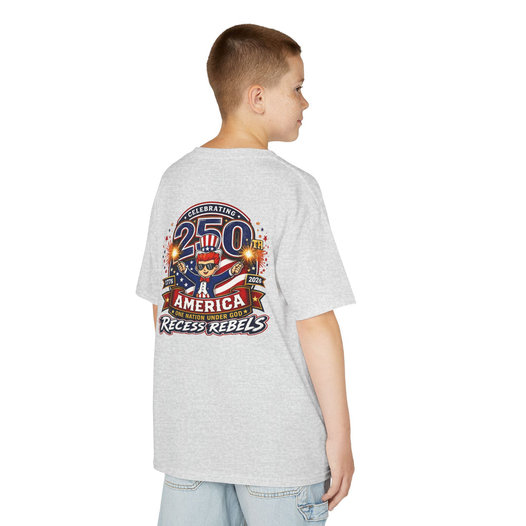 Kids Tee — "Recess Rebels 250th America" Patriotic 4th of July Shirt