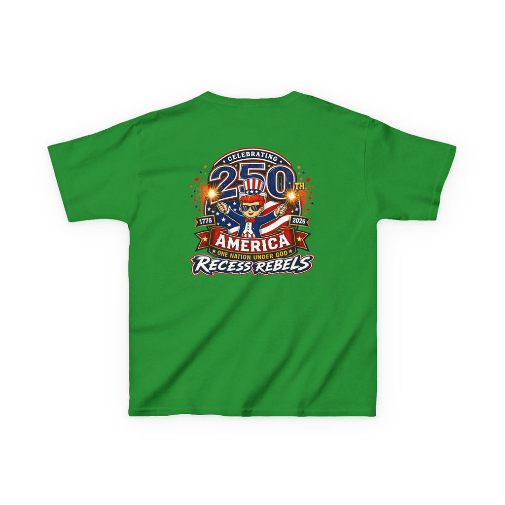 Kids Tee — "Recess Rebels 250th America" Patriotic 4th of July Shirt
