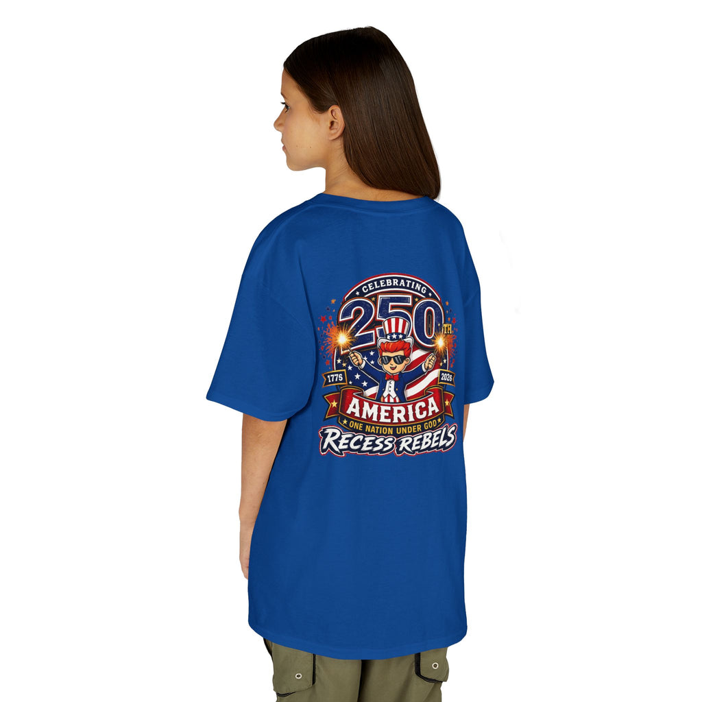 Kids Tee — "Recess Rebels 250th America" Patriotic 4th of July Shirt