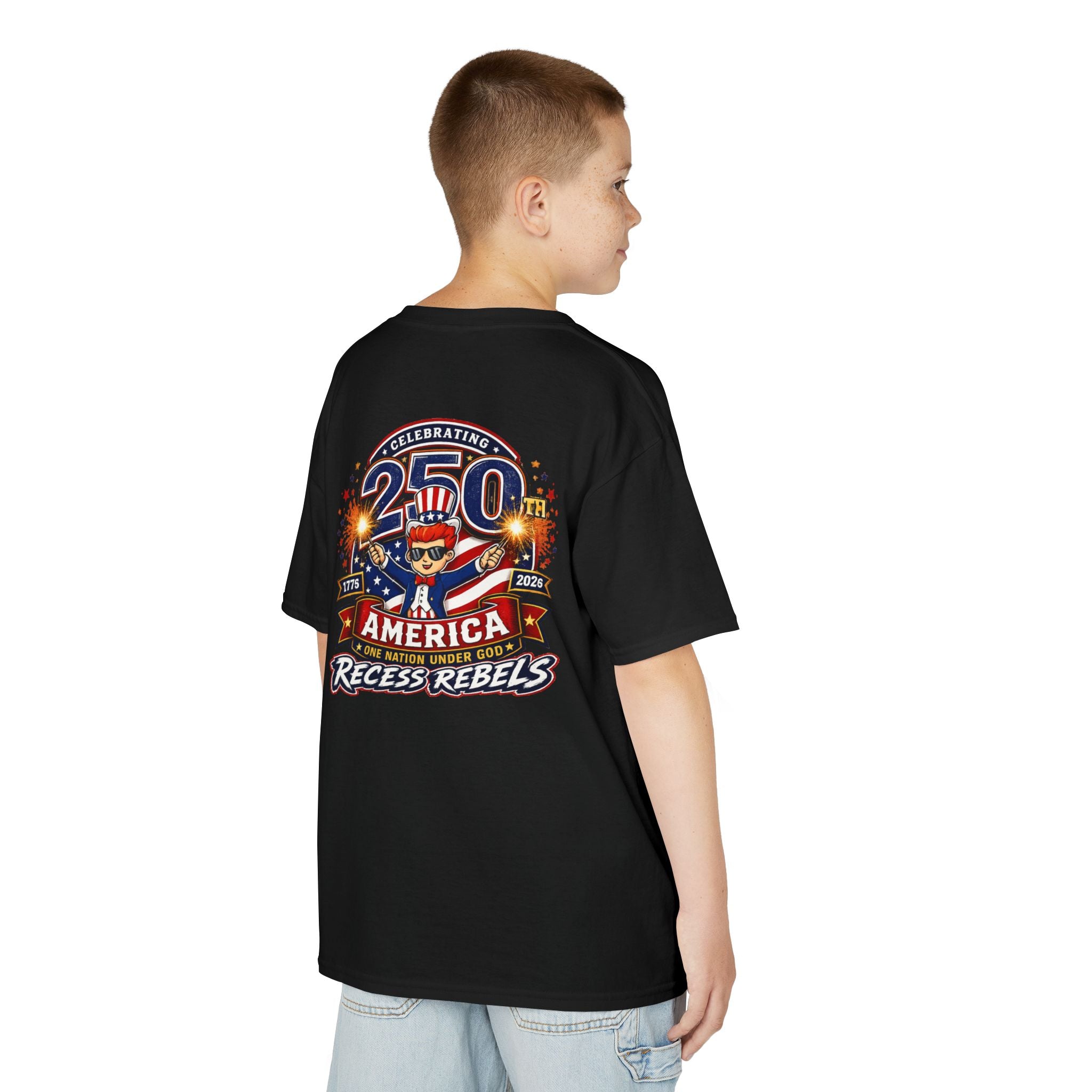 Kids Tee — "Recess Rebels 250th America" Patriotic 4th of July Shirt