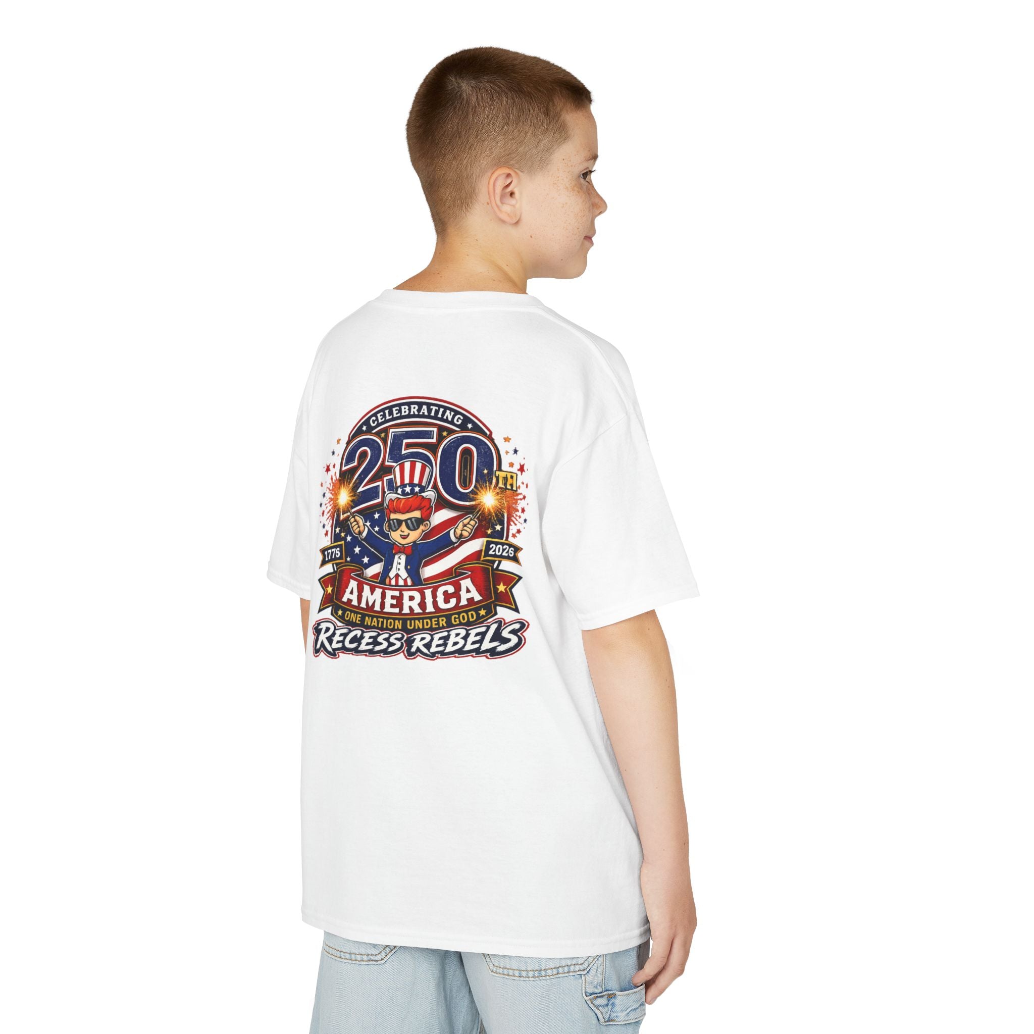 Kids Tee — "Recess Rebels 250th America" Patriotic 4th of July Shirt