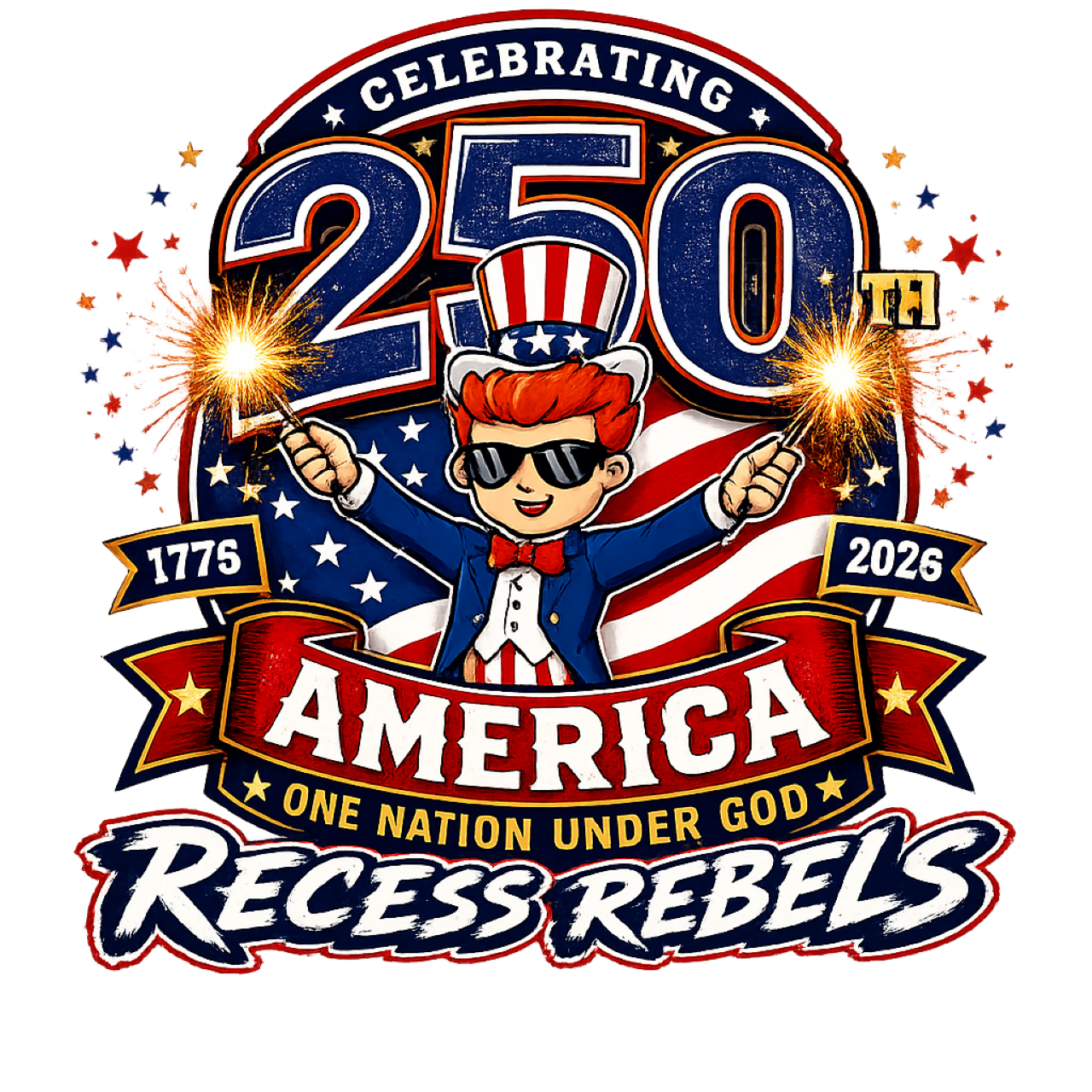 Kids Tee — "Recess Rebels 250th America" Patriotic 4th of July Shirt