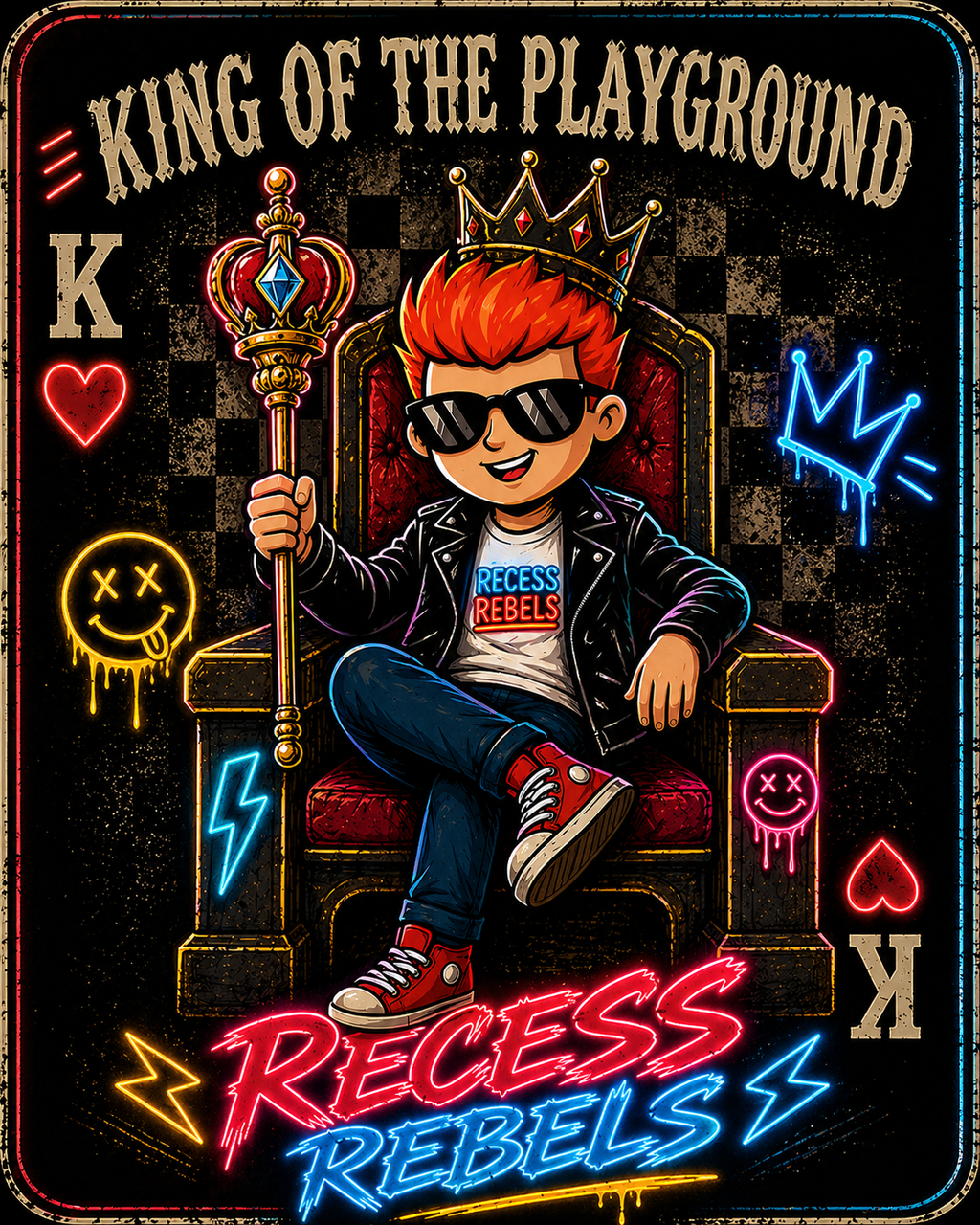 King of the Playground kids T-Shirt | Playful Cartoon Kid Throne Design