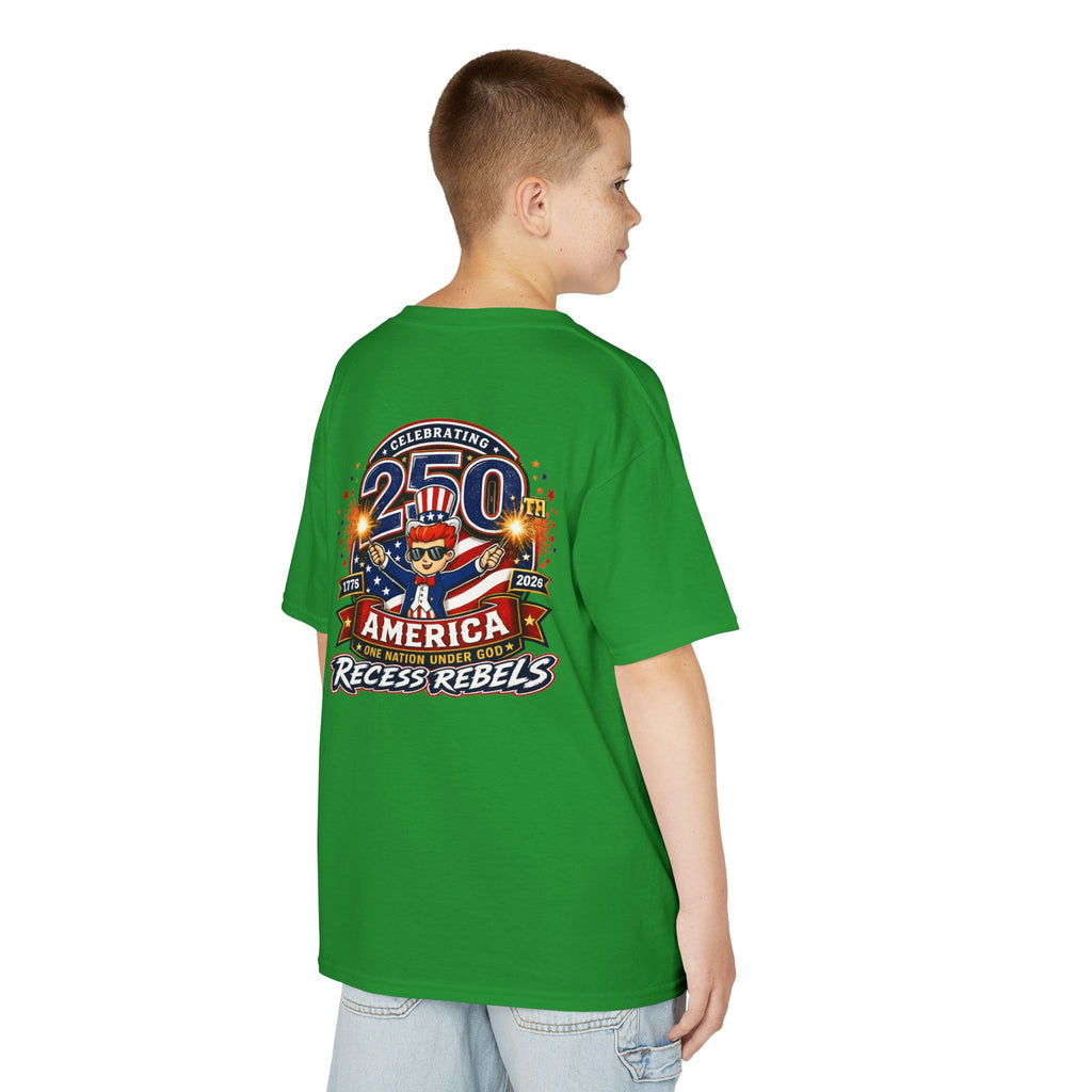 Kids Tee — "Recess Rebels 250th America" Patriotic 4th of July Shirt