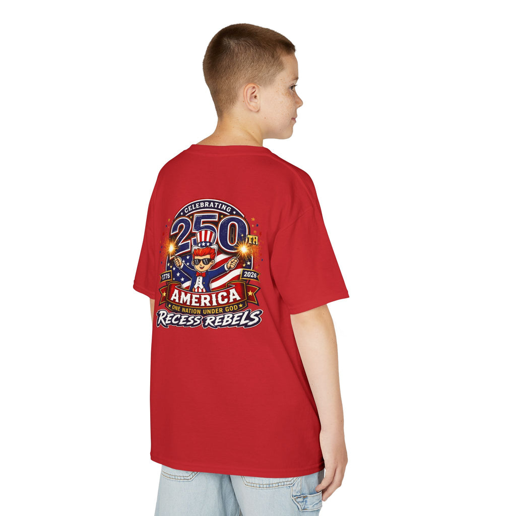 Kids Tee — "Recess Rebels 250th America" Patriotic 4th of July Shirt