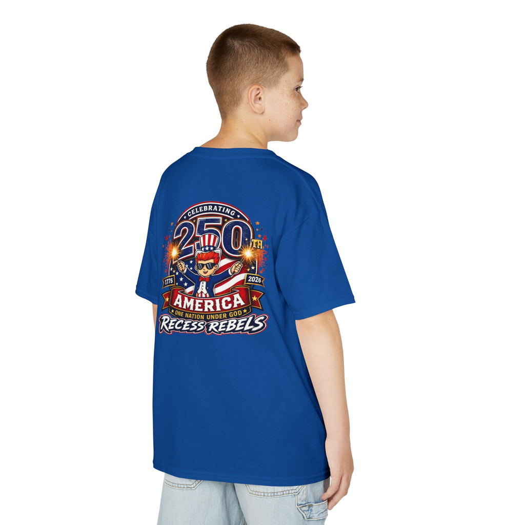 Kids Tee — "Recess Rebels 250th America" Patriotic 4th of July Shirt